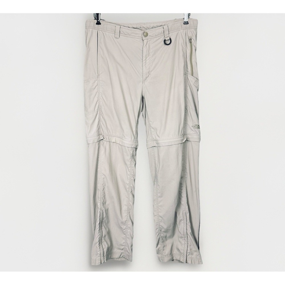 The North Face Convertible Ripstop Pants Mens LG‎ Khaki Nylon Cargo Outdoor Logo